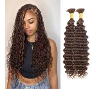 Boho Hair Deep Wave Human Hair Boho Braiding Hair 22 Inch No Weft 100g 10A Virgin Hair for Boho Braids Wet and Wavy Real Human Hair Extensions Human Curly
