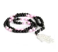 Boho Hamsa & Lava Stone Gemstone Necklace