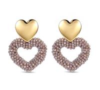 Boho Hanging Earrings for Women, Heart Drop-Shaped Rice Pearls, Lightweight Earrings, Elegant Eye-catching for Women, Fashionable Jewellery, Groß, Crystal, No Gemstone