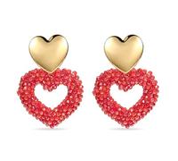 Boho Hanging Earrings for Women, Heart Drop-Shaped Rice Pearls, Lightweight Earrings, Elegant Eye-catching for Women, Fashionable Jewellery, Groß, Crystal, No Gemstone