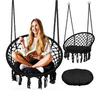 BOHO hanging garden swing chair, black