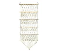 Boho Hanging Toy Organizer, Over Door Storage Net, 4 Layer Rack with Secure Hooks, Woven Cotton Rope Holder, Organizer with Neutral Style, Nursery Storage for Stuffed Animals