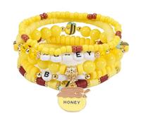 Boho Heishi Surfer Friendship Bracelets Set Cute Cartoon Multilayer Bee Sunflower Animals Ploymer Clay Beaded Stackable Stretch Bracelets for Women Summer Beach Holiday Preppy Jewelry Gifts, M