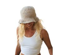 Boho Hemp Crochet Sun Hat - Foldable Floppy Wide Brim Hat for Women, Natural & Lightweight, Packable for Beach, Travel, and Outdoor Wear