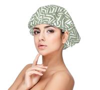 Boho Herringbone Pattern Sage Green And White,Adjustable Silk Hair Wrap Adult's Satin Sleeping Cap Hair Women's Elastic Sleep Bonnet