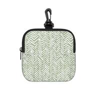 Boho Herringbone Pattern Sage Green and White, Coin Purse Square Zipper Storage Bag, Change Pouch with Lobster Buckle Clasp Buckle, Change Purse