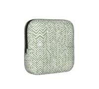 Boho Herringbone Pattern Sage Green and White, Sanitary Pad Storage Bag, Pad Holder Bag with Zipper, Change Purse