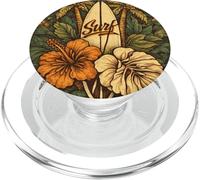 Boho Hibiscus Leaf Floral Surf Folk Nature Summer Palm Trees PopSockets PopGrip for MagSafe