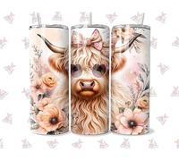 Boho Highland Cow | Chic - 20oz Skinny Tumbler with Straw and Lid