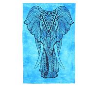 Boho Hippie Tapestry 102x76 cm Small Wall Hanging Tapestries Indian Elephant Cotton Poster Sheet Wall Decor Table Cover and Wall Art Hippie Bedroom Living Room Décor (Blue, Large Indian Elephant)