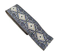 Boho Jacquard Ribbon Black Gold Ethnic Ribbon Geometric Embroidery Trim for Sewing, Clothing Decoration (5 Yards)