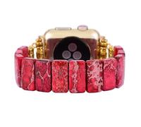 Boho Jasper Stretch Watch Band:Handmade Bohemian Natural Stone Smart Watch Stretch Beaded Band iWatch Strap for Apple Watch 38mm/40mm/41mm/42mm/44mm/45mm Boho Imperial Jasper Natural Energy Stone