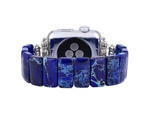 Boho Jasper Stretch Watch Strap: Handmade Bohemian Natural Stone Smart Watch Stretch Bead Band iWatch Strap Compatible with Apple Watch 38mm/40mm/41mm/42mm/44mm/45mm, Boho Imperial, 38mm-41mm L size