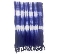 Boho Java Art Indigo Stripes Scarf - 62X200Cm Linen Rayon Wrap