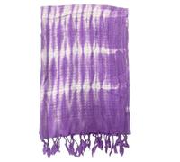 Boho Java Art Scarf - Lavender Stripes & Floral Motifs, 62X200Cm