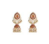 Boho Jhumka Bell Beaded Tassel Teardrop Drop Dangle Statement Earrings for Women Dainty Enamel Crystal Indian Oxidized Traditional Bollywood Jhumki Stud Earring Antique Ethnic Party Festival Jewelry