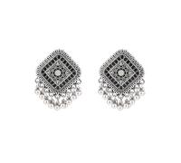 Boho Jhumka Jhumki Beaded Tassel Stud Earrings for Women Cubic Zirconia Dangling Ball Drop Fashion Traditional Earring Gypsy Bollywood Ethnic Indian Bohemian Jewelry Gift, Copper, Cubic Zirconia