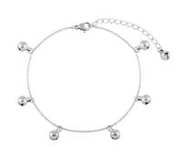 Boho Jingling Bell Link Chain Anklet for Women Minimalist Gold/Silver Plated Tinkle bells Charm Dangling Tassel Bracelets Adjustable Barefoot Beach Titanium Steel Fashion Trendy Jewelry Summer, M