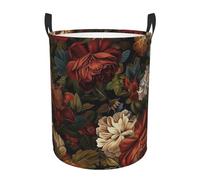 Boho Laundry Basket Vintage Dark Flower Blood Rose Large Kids Storage Basket Toy Organizer Container for College Dorm Boys Girls Baby Bedroom Bathroom