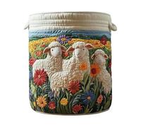 Boho Laundry Hamper Basket - Soft Foldable Fabric Organizer, Large Clothes Storage Bin, Decorative Woven Container | Portable Carry Bag for Bedroom Bathroom Living Room Towels Toys