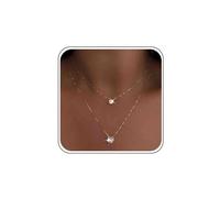 Boho Layered Wedding Dainty Tiny Heart Necklace Gold Mini Cz Pendant Necklace Simple Cute Small Crystal Love Choker Sparkly Rhinestone Round Dot Cubic Zirconia Thin Chain Delicate Minimalist Women