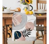 Boho Leaf Arch Sun Table Runner 72 Inches Long, Abstract Geometric Stripe Washable Table Runners Heat-Insulation Kitchen Dining Table Decorations for Home Party Decor 13x72in