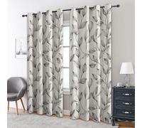 Boho Leaf Curtains Blackout, 66x72 Inch 2 Panels - Botanical Leaves Pattern Black Out Curtains, Home Decor, 72 Drop Eyelet Window Drapes for Bedroom, Living Room A&BI70
