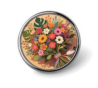 Boho Leaf Floral Button Pins Round Badges Lapel Pins