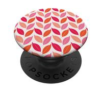 Boho Leaf Pattern Pink Orange Botanical Design PopSockets Adhesive PopGrip