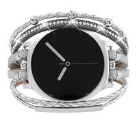 Boho Leather Bracelet Compatible with Samsung Galaxy Watch 8 Band 40mm/44mm, Galaxy Watch 8 Classic 46mm Handmade Multilayer Adjustable Strap for Galaxy Watch 8/8 Classic Women Men (Glitter Silver)