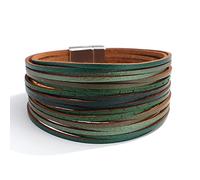 Boho Leather Bracelets for Women Cuff Handmade Stackable Layered Chunky Colored Men Wrap Bracelet Wrist Bangle, Leather Bracelets for Women, no gemstone
