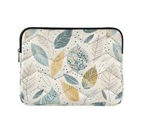 Boho Leaves Beige Laptop Sleeve 13 16 Inch, Soft Padded Computer Bag, Slim Notebook Protective Case, Medium