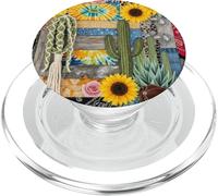 Boho Leopard Print Cactus Sunflower Patchwork Western PopSockets PopGrip for MagSafe