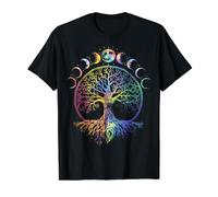 Boho Life Tree Phases of the Moon Vintage Bohemian Rainbow Value Graphic T-Shirt, Men, Black, M