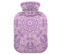 Boho Lilac Purple Pink Mandala hot Waterbottle with Soft Cover, 2L Warmer Bag for Hot and Cold Therapies, Pain Relief, bolsas de agua Caliente para Dolores
