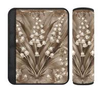 Boho Lily of Valley Floral Brown 2 Pack Padded seat Belt Cover Protects Your Neck and Shoulders for Bag forro para cinturon de seguridad