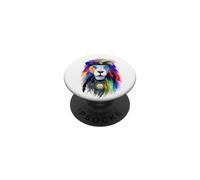 Boho Lion Rainbow Mane Wildlife Peace Lover Hippie Design PopSockets Adhesive PopGrip