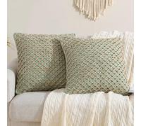 Boho Living Jada 2 Pc Decorative Throw Pillow Covers, Pillow Insert not Included, Premium Woven Design, Living Room Décor, (2) 20" x 20", Sage Green