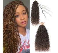 Boho Locs Crochet Hair 7 Packs 18 Inch Goddess Faux Locs Crochet Hair Pre Looped Boho Soft Locs Synthetic Braids Hair Extensions for Women (T/30#, 18 Inches)
