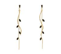 Boho Long Linear Olive Leaf Tassel Dangle Earrings for Women Elegant Rhinestone Geometric Birthstone Leaves Charms Drop Studs Dangling Earring Lightweight Bohemian Birthday Party Jewelry, M, Metal, No