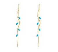 Boho Long Linear Olive Leaf Tassel Dangle Earrings for Women Elegant Rhinestone Geometric Birthstone Leaves Charms Drop Studs Dangling Earring Lightweight Bohemian Birthday Party Jewelry, Medium