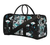 Boho Lotus Elephant Sports Tote Gym Bag for Men & Women, Water Resistant Foldable Travel Duffel Bag, Lightweight Carry-On Weekender Overnight Bag for Workout Hospital
