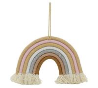 Boho Macrame Rainbow, 23x16cm Wall Hanging Fabric Rainbow Arch Nursery Decoration for Baby Room Decor