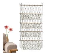 Boho Macrame Toy Storage Hammock - 4 Layer Hanging Organizer for Stuffed Animals, Large Capacity Nursery Wall Decor Net Holder, Bohemian Kids Room Storage Rack for Plushies Books Clothes, (33lbs)