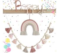 Boho Macrame Wall Hangable, Macrame Wall Hanger, Wall Hangable Rainbow Garland Macrame - Chic Boho Home Decor, Bohemian Art for Nursery, Living Room, Bedroom Backdrop