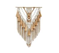 Boho Macrame Wall Hanging & Wall Decor, Cotton Handmade Tapestry with Tassel, Woven Macrame Wall Art for Decorating Bedroom Living Room Apartment Nursery (Brown)