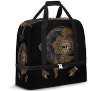 Boho Magic Moon Sun Travel Duffle Bag for Women Men Boho Weekend Overnight Bags Foldable Wet Seperated 47 L Tote Bag for Sports Gym Yoga