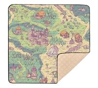 Boho Magical Village Area Map Large Sturdy Baby Activity Play Mat for Indoor Outdoor Portable Travel Play Mat for Baby Kids Toddlers Infants, 50'' x 50''