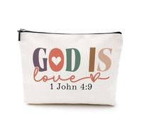 Boho Makeup Bag Christian Gifts for Women, Portable God Love Cosmetic Bag