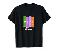 Boho Mama Est Year, New Mom, Baby Shower Rainbow Mothers Day T-Shirt